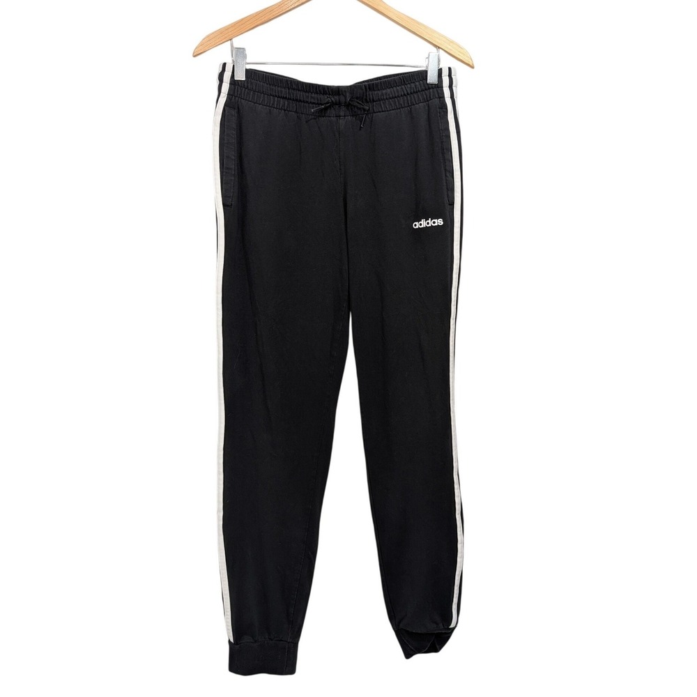 Adidas Joggers Black 3-Stripe Tapered Athletic Sweatpants DP2377 - Medium